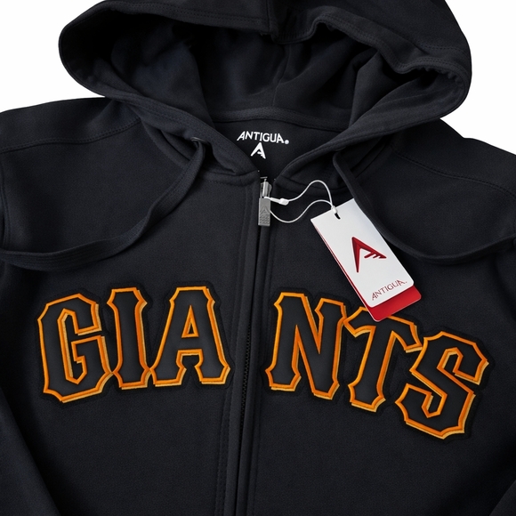 MLB San Francisco Giants Mens Medium Full Zip Black Sweatshirt Hoodie Antigua - Picture 2 of 6